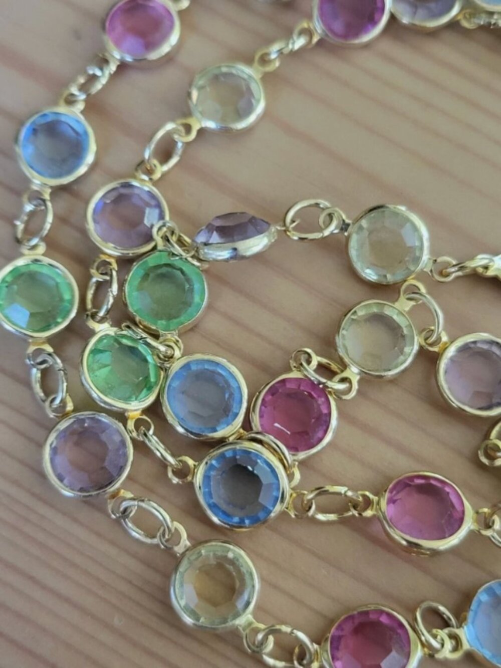 Vintage Pastel AUSTRIAN Crystal USA Bezel Set Crystals Necklace